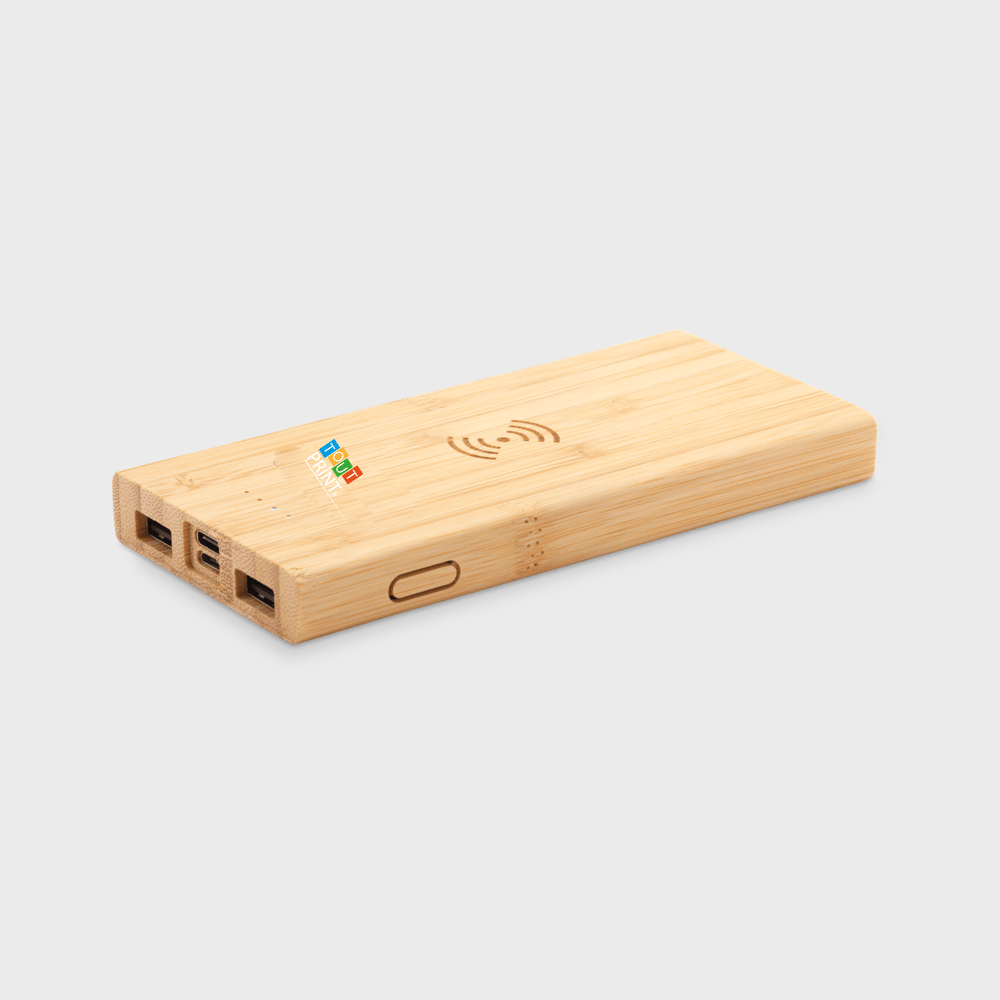 Batteries externes bambou + chargeur sans fil (Sur Devis) personnalisé - Batterie externe