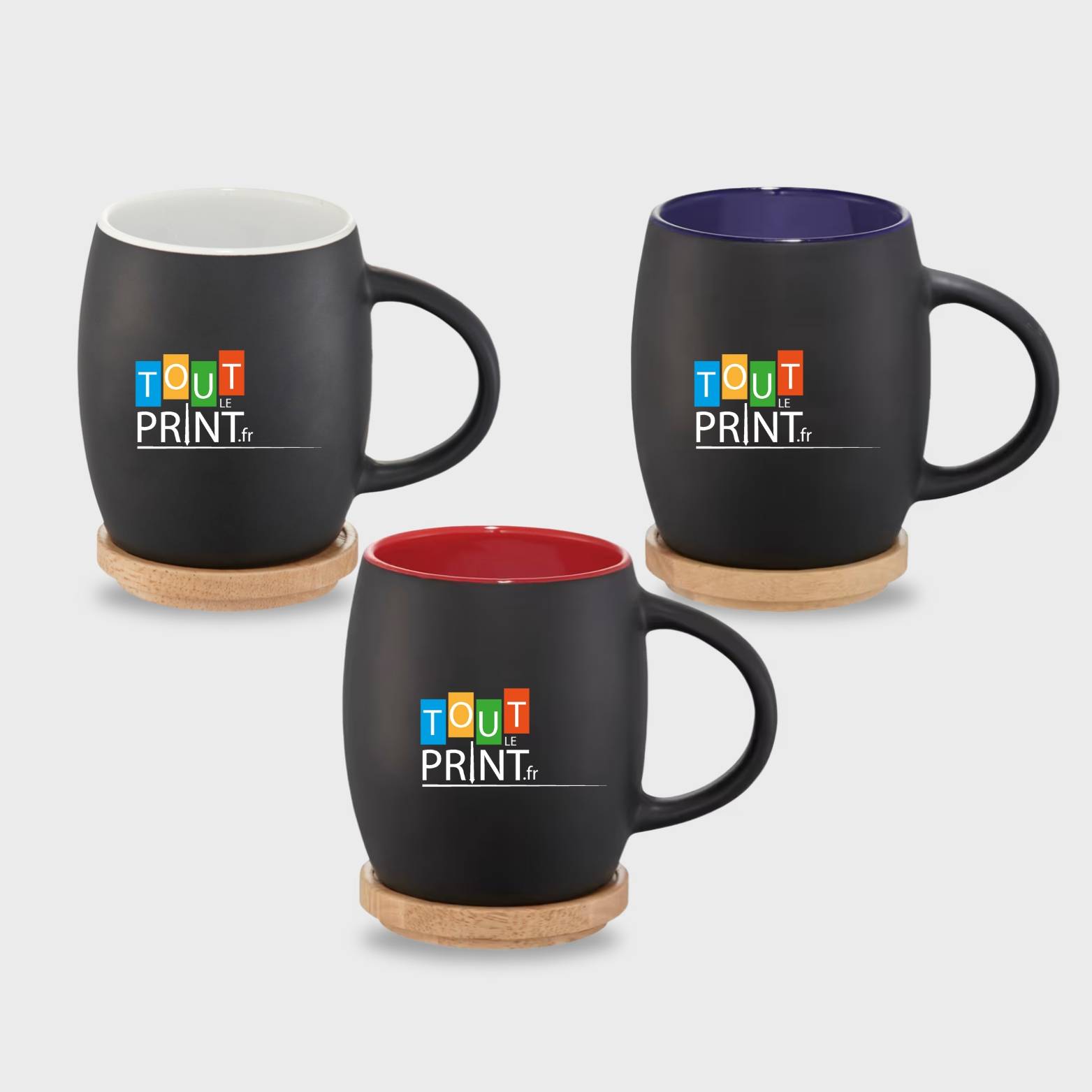 Mug en céramique avec sous-verre en bois personnalisé - Mugs