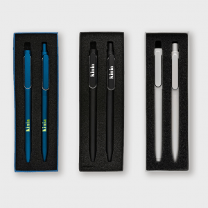 Set stylos métallique avec coffret personnalisé - Stylos