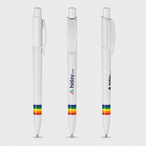 Stylo blanc avec anneaux colorés personnalisé - Stylos