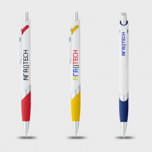 Stylo blanc grip coloré personnalisé - Stylos
