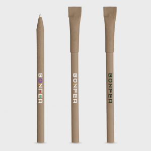 Stylo marron en papier recyclé avec capuchon personnalisé - Stylos