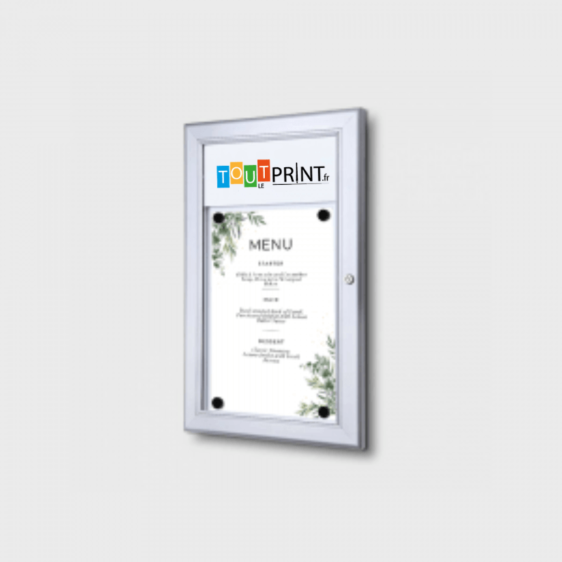 Vitrine extérieure pour menu avec panneau logo