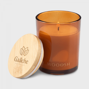 Bougie parfumée Wooosh musc pêche personnalisé - Bougies et lumières