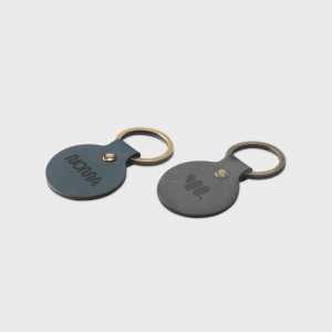 Porte-clés rond en cuir recyclé