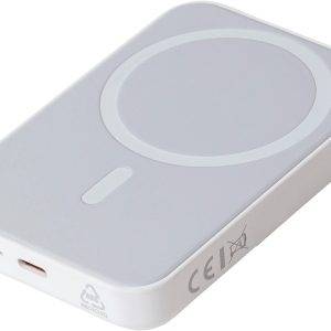 Batterie externe avec chargeur sans fil Miren | Recyclée | 5&nbsp;000 mAh | Compatible MagSafe personnalisé - Batterie externe