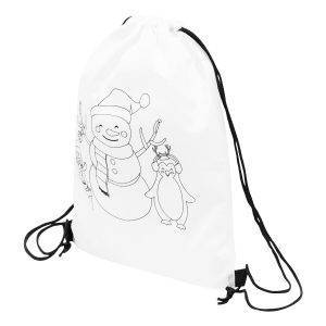 COLOURFUL SANTA - Sac à cordon pour colorier personnalisé - Verres et articles pour le déjeuner
