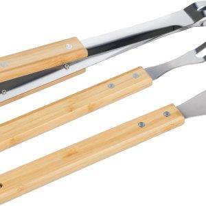 Set barbecue Kaitlyn | Inox | 3 pcs | Manches en bois
