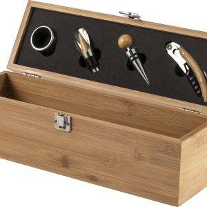 Coffret à vin Gareth | Bambou | 4 pièces personnalisé - Coffret Fromage et Vin