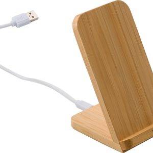 Chargeur sans fil Claudie | Bambou | Support pour téléphone personnalisé - Chargeur sans fil