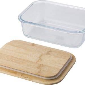 Boîte à déjeuner Nicole | Verre | Couvercle bambou | 900 ml personnalisé - Verres et articles pour le déjeuner