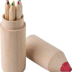 Set de crayons de couleur Francis | Support en bois | 6 crayons personnalisé - Badges et supports