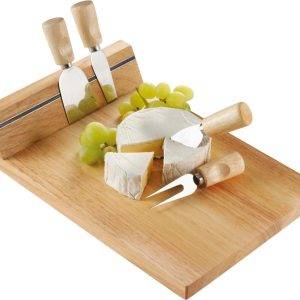 Plateau à fromages Arlo | Bambou | 4 pcs personnalisé - Coffret Fromage et Vin