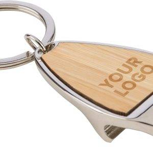 Porte-clés avec décapsuleur Kellan | Incrustation bambou personnalisé - Portes clés