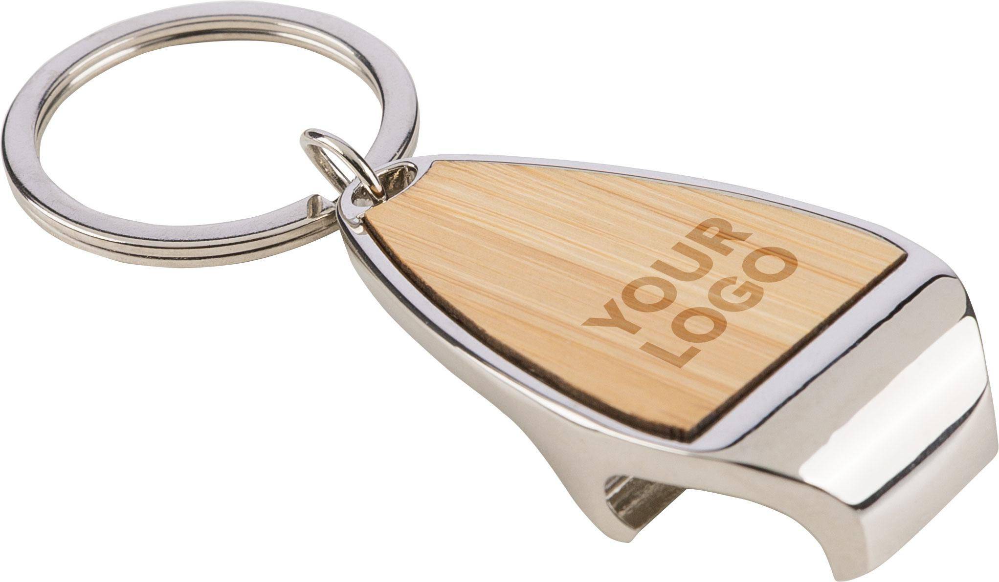 Porte-clés avec décapsuleur Kellan | Incrustation bambou personnalisé - Portes clés