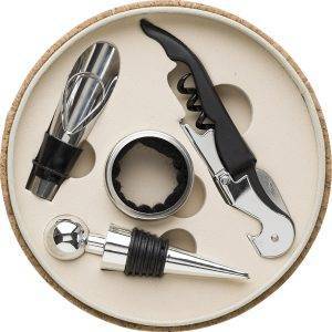 Set de vin Milana | Simili-cuir aspect liège | 4 pcs personnalisé - Coffret Fromage et Vin