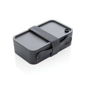 Boîte à Lunch en PP avec cuichette gris personnalisable avec logo