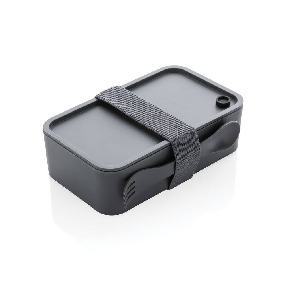 Boîte à Lunch en PP avec cuichette gris personnalisable avec logo