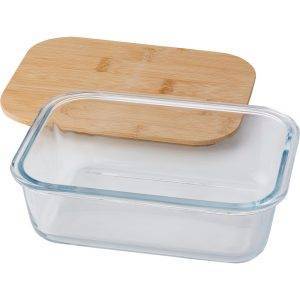 Boîte à lunch en verre 900 ml brun personnalisable avec logo