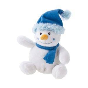 Bonhomme de neige Brennan blanc-bleu personnalisable avec logo