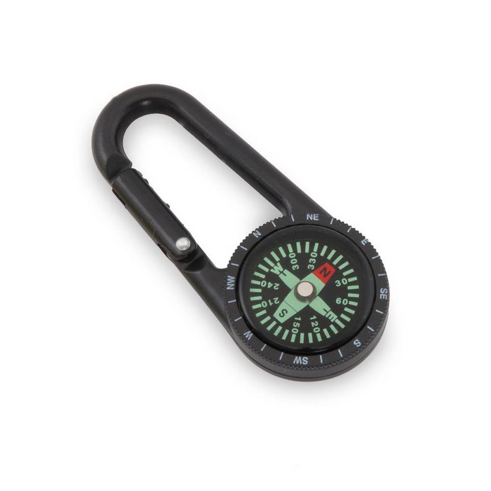 Boussole avec mousqueton noir personnalisable avec logo