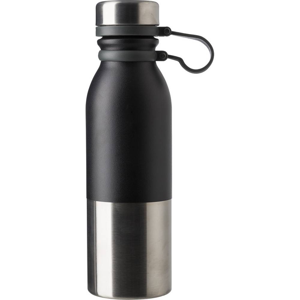 Bouteille isotherme 600 ml noir personnalisable avec logo