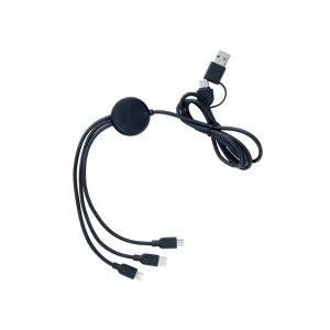 Câble 6 en 1 en TPE et plastique recyclé RCS noir personnalisable – réf. P302.481