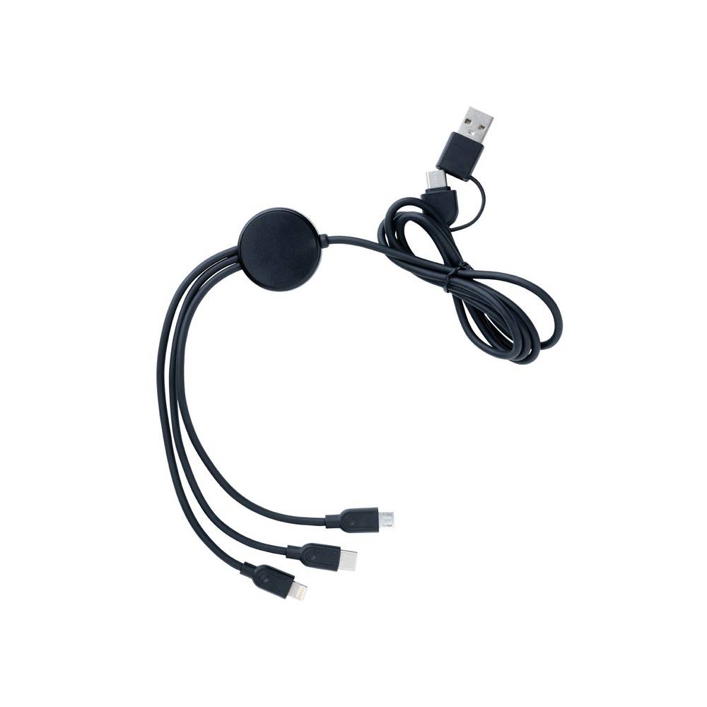 Câble 6 en 1 en TPE et plastique recyclé RCS noir personnalisable – réf. P302.481