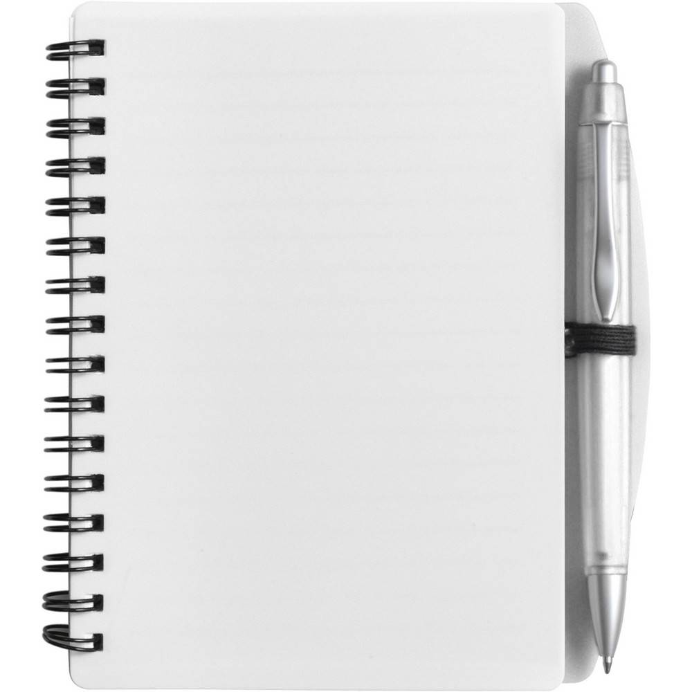 Carnet A6 avec stylo bille blanc personnalisable avec logo