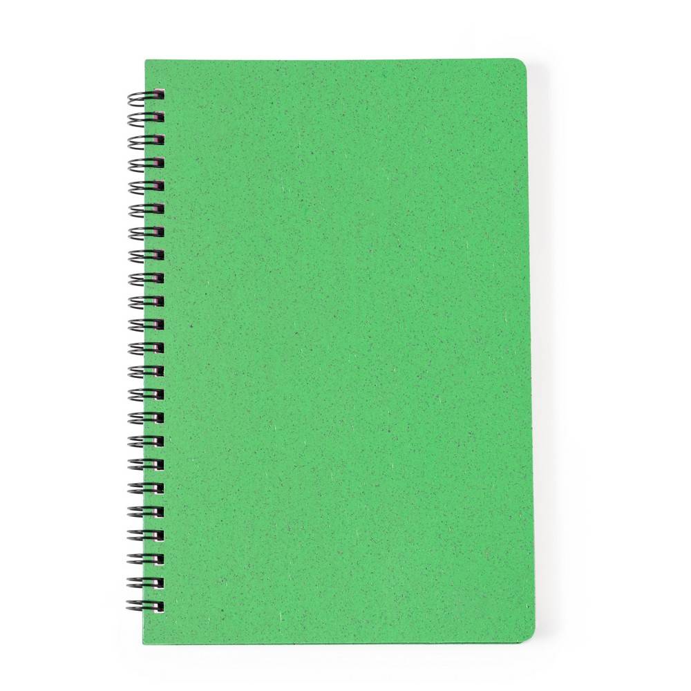 Carnet en paille de blé env. A5 vert personnalisable avec logo