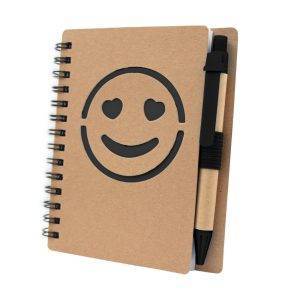 Carnet env. B7 "visage souriant" avec stylo bille | personnalisable