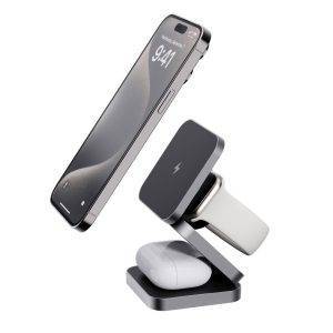 Chargeur 15W pliable 3 en 1 en aluminium recyclé RCS personnalisable