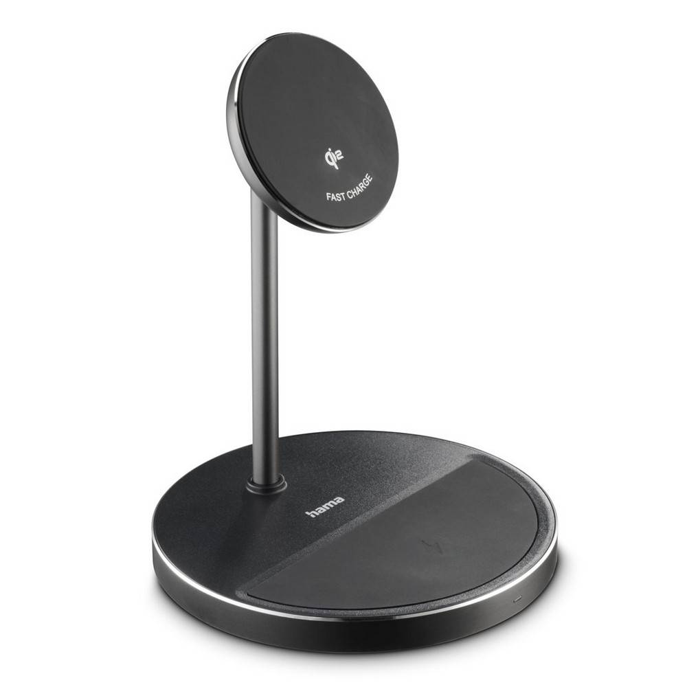 Chargeur sans fil magnétique 2 en 1, 15W Hama noir personnalisable