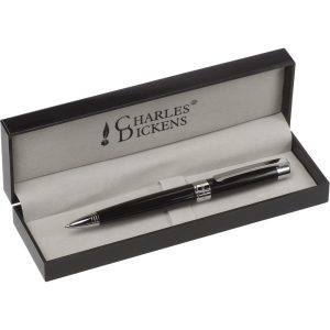 Charles Dickens Stylo bille noir personnalisable avec logo – réf. V1416-03
