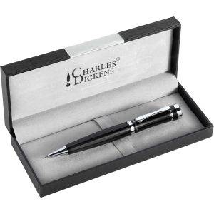 Charles Dickens Stylo bille noir personnalisable avec logo