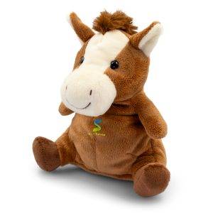 Cheval en peluche Bero brun personnalisable avec logo