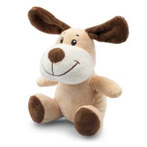 Chien en peluche Alaida brun claire personnalisable avec logo