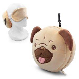 Chien en peluche, oreiller de voyage, masque pour personnalisable