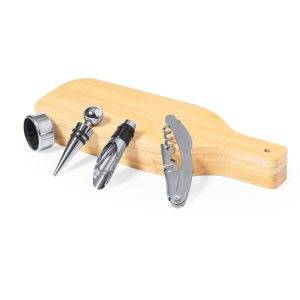Coffret sommelier en bambou, 4 pcs bois personnalisable avec logo