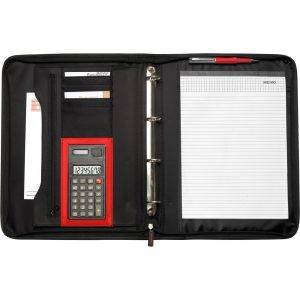 Conférencier A4, carnet et calculateur noir personnalisable avec logo – réf. V2400-03