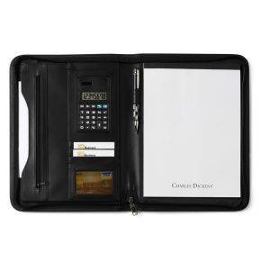 Conférencier Charles Dickens, carnet noir personnalisable avec logo