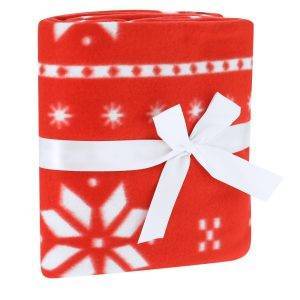 Couverture RPET, motif Noël rouge personnalisable avec logo