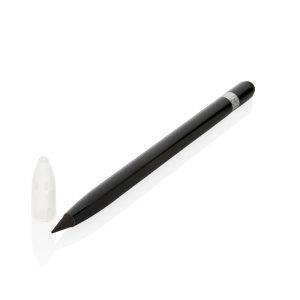 Crayon infini en aluminium avec gomme noir personnalisable avec logo
