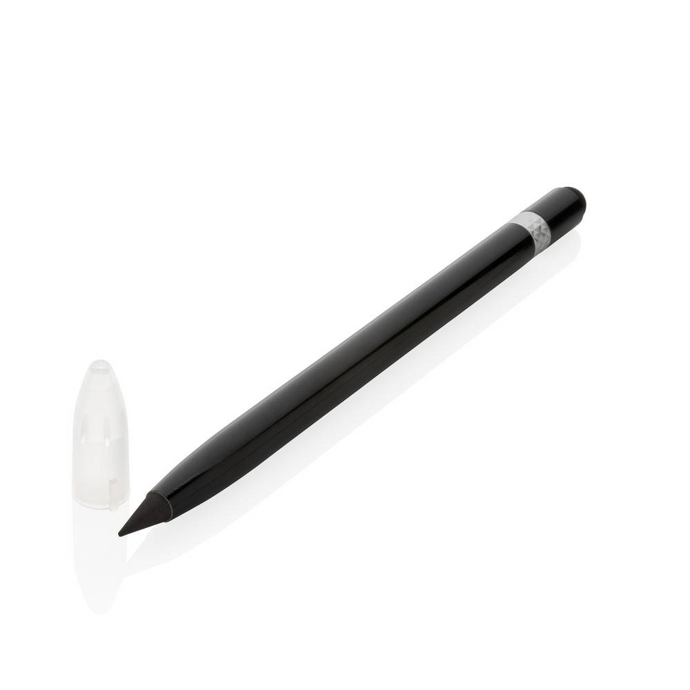 Crayon infini en aluminium avec gomme noir personnalisable avec logo