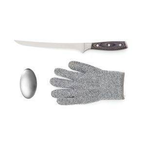Fish filetting set comprising filleting knife, personnalisable