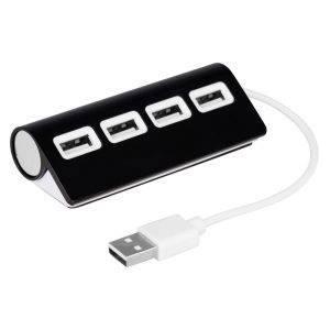 Hub USB 2.0 Fletcher noir personnalisable avec logo