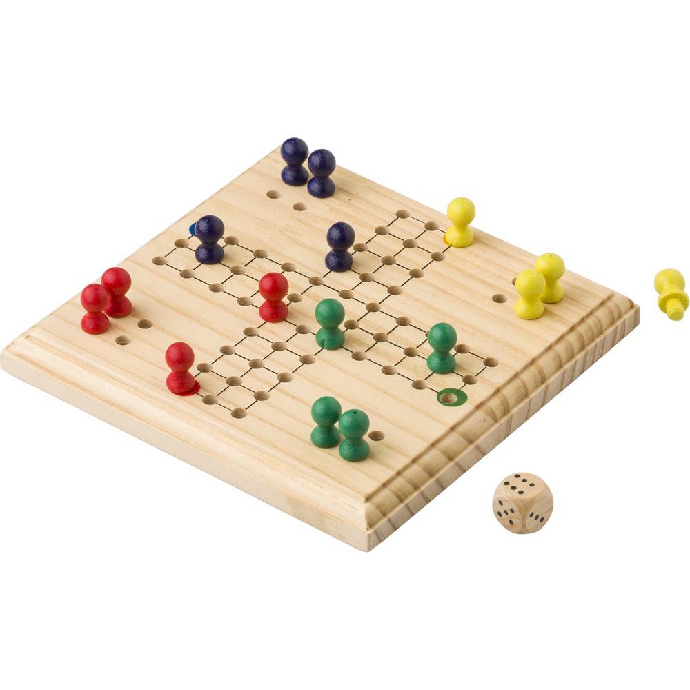 Jeu de ludo en bois brun personnalisable avec logo