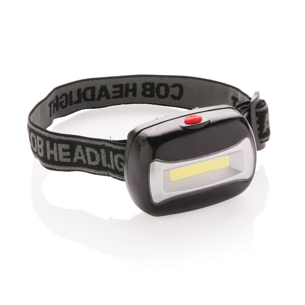 Lampe frontale COB noir personnalisable avec logo
