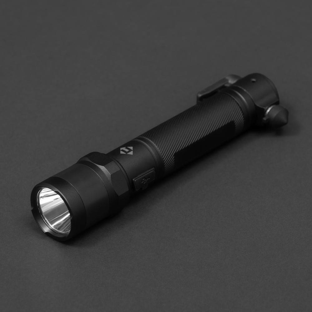 Lampe torche d’urgence Upperlane noir personnalisable avec logo