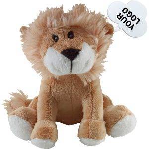 Lion en peluche brun personnalisable avec logo
